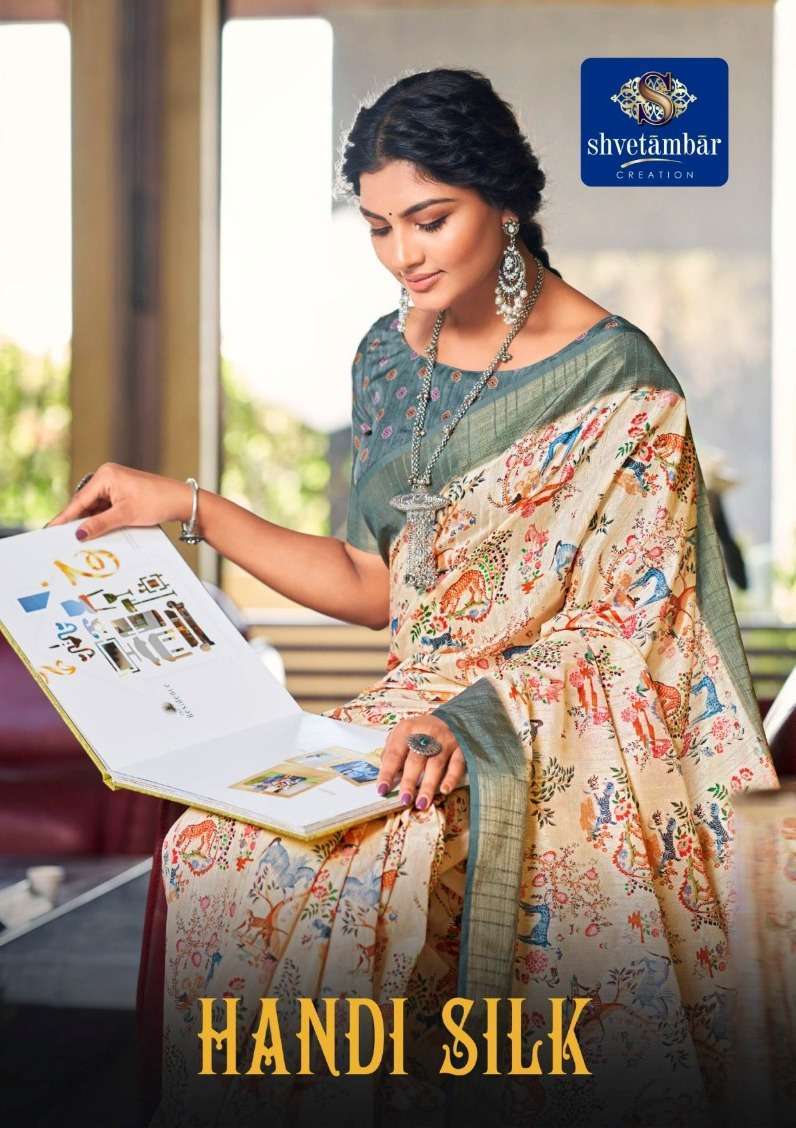 shvetamber creation handi silk fancy silk saree