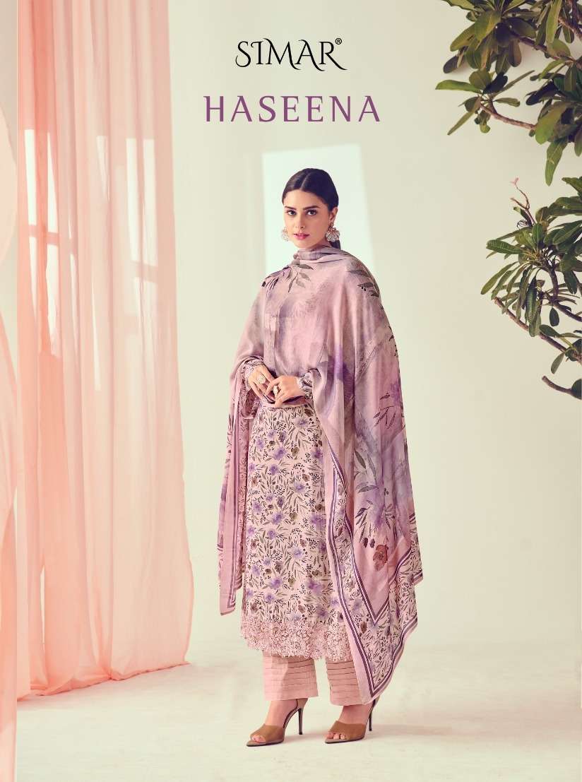 simar haseena series 126-130 viscose muslin suit 