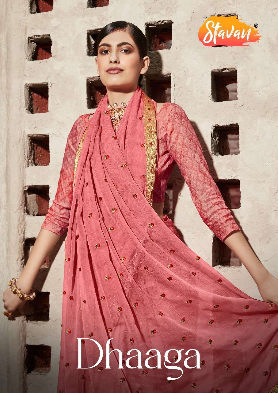 stavan dhaaga series 1001-1010 pure chiffon saree
