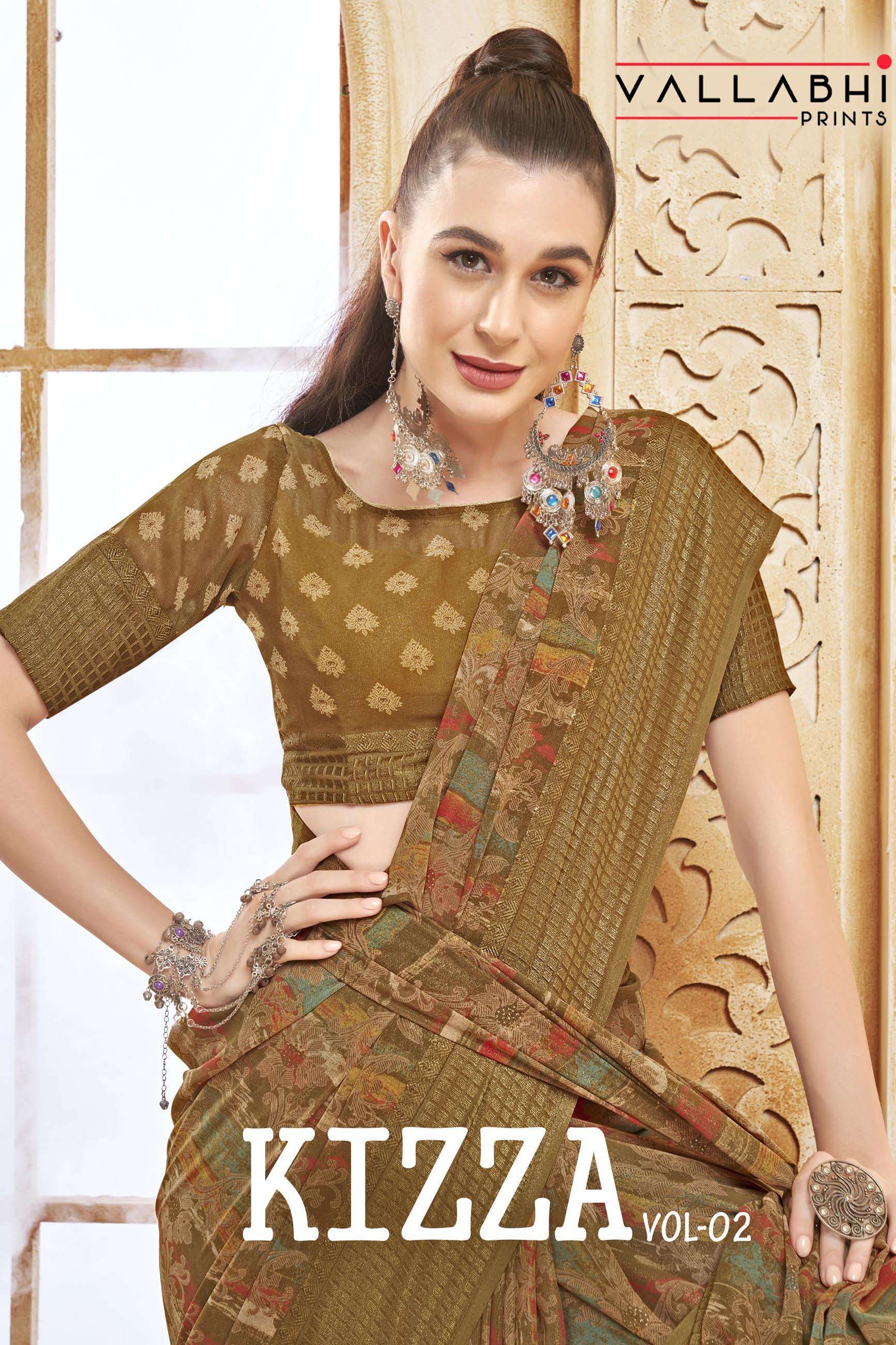 vallabhi prints kizza vol 2 series 18421-18428 georgette saree