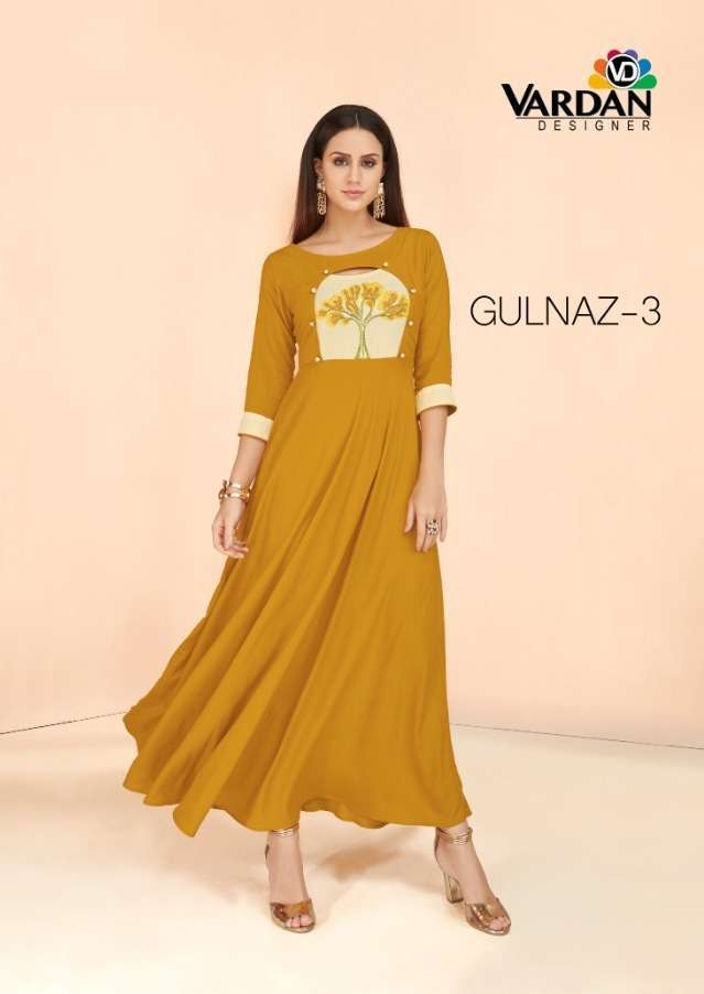 vardan gulnaz vol 3 series 6024-6028 14KG Heavy Rayon Long  Kurti