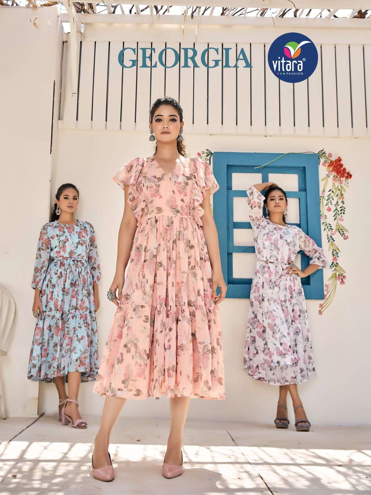 vitara fashion georgia series 1001-1004 georgette kurti