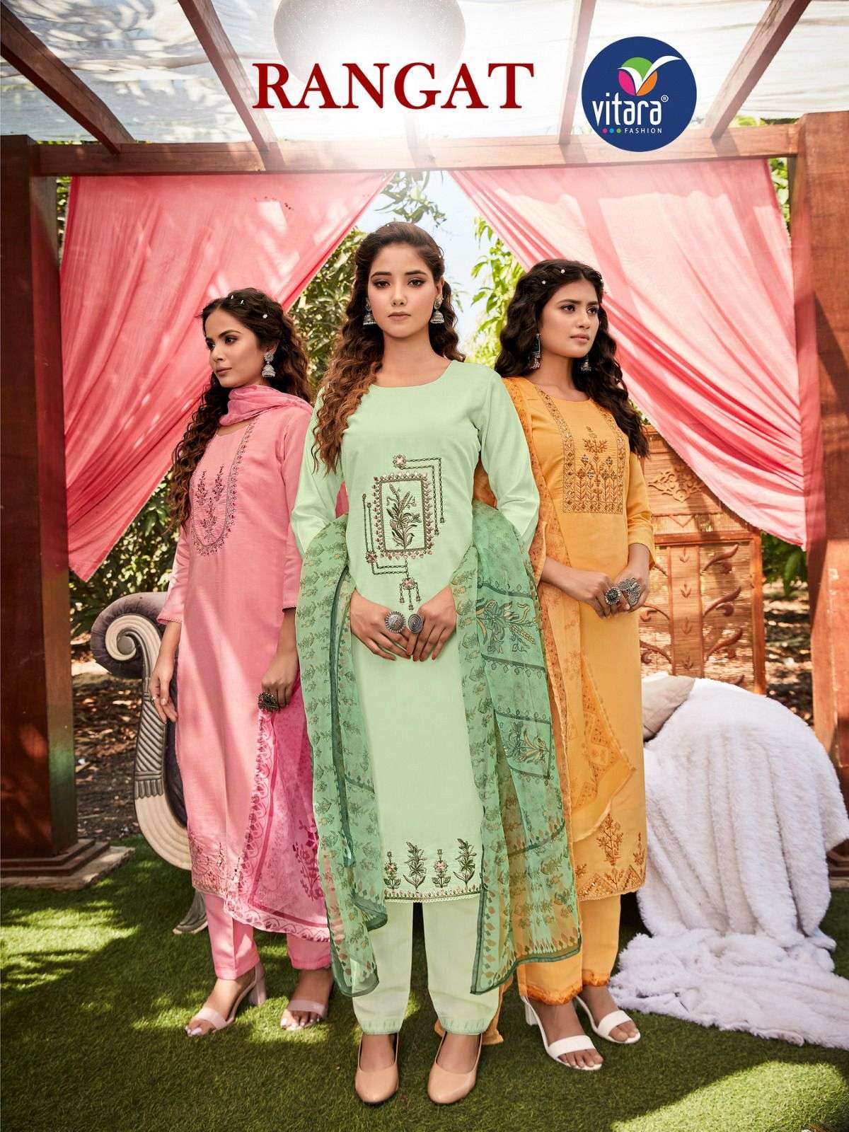 vitara rangat series 1001-1004 viscose readymade suit 