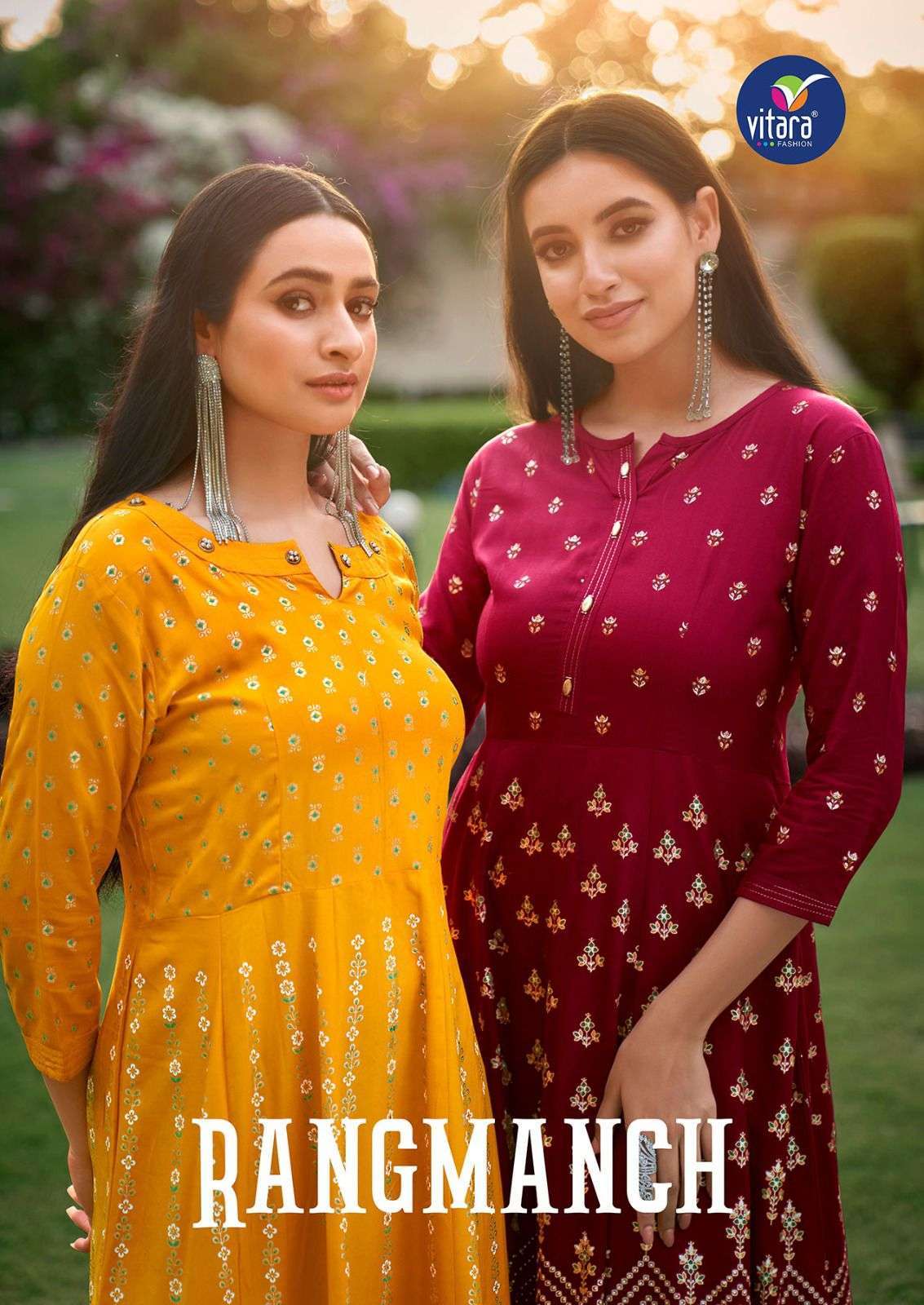 vitara rangmanch series 1001-1004 heavy rayon long gown 