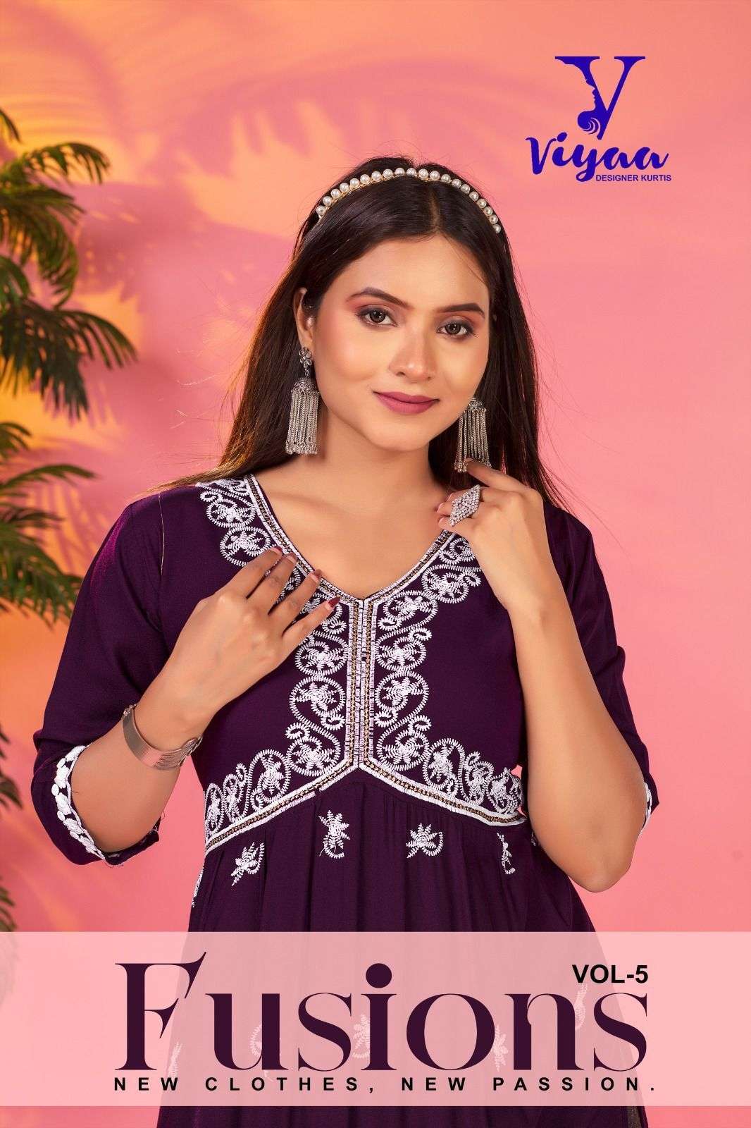 viyaa designer fusion vol 5 series 1001-1008 pure rayon kurti 
