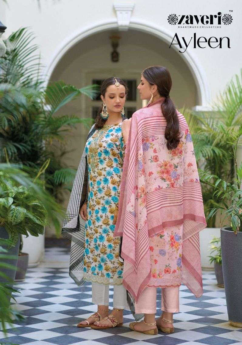 zaveri ayleen series 1163-1166 heavy linen suit 