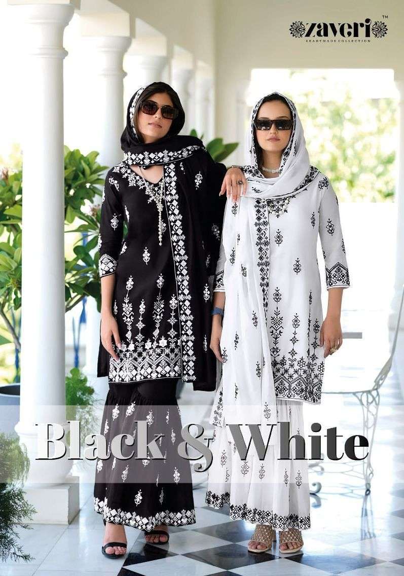 zaveri black & white series 1173-1174 pure mal-mal suit