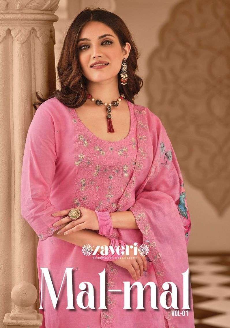 zaveri mal-mal vol 1 series 1137-1140 pure cotton readymade suit 