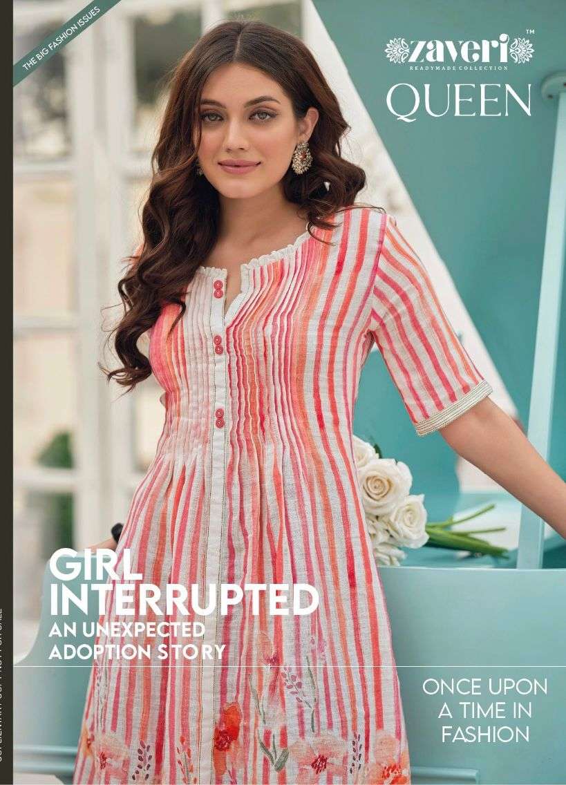zaveri queen designer heavy lilen khatli work kurti 