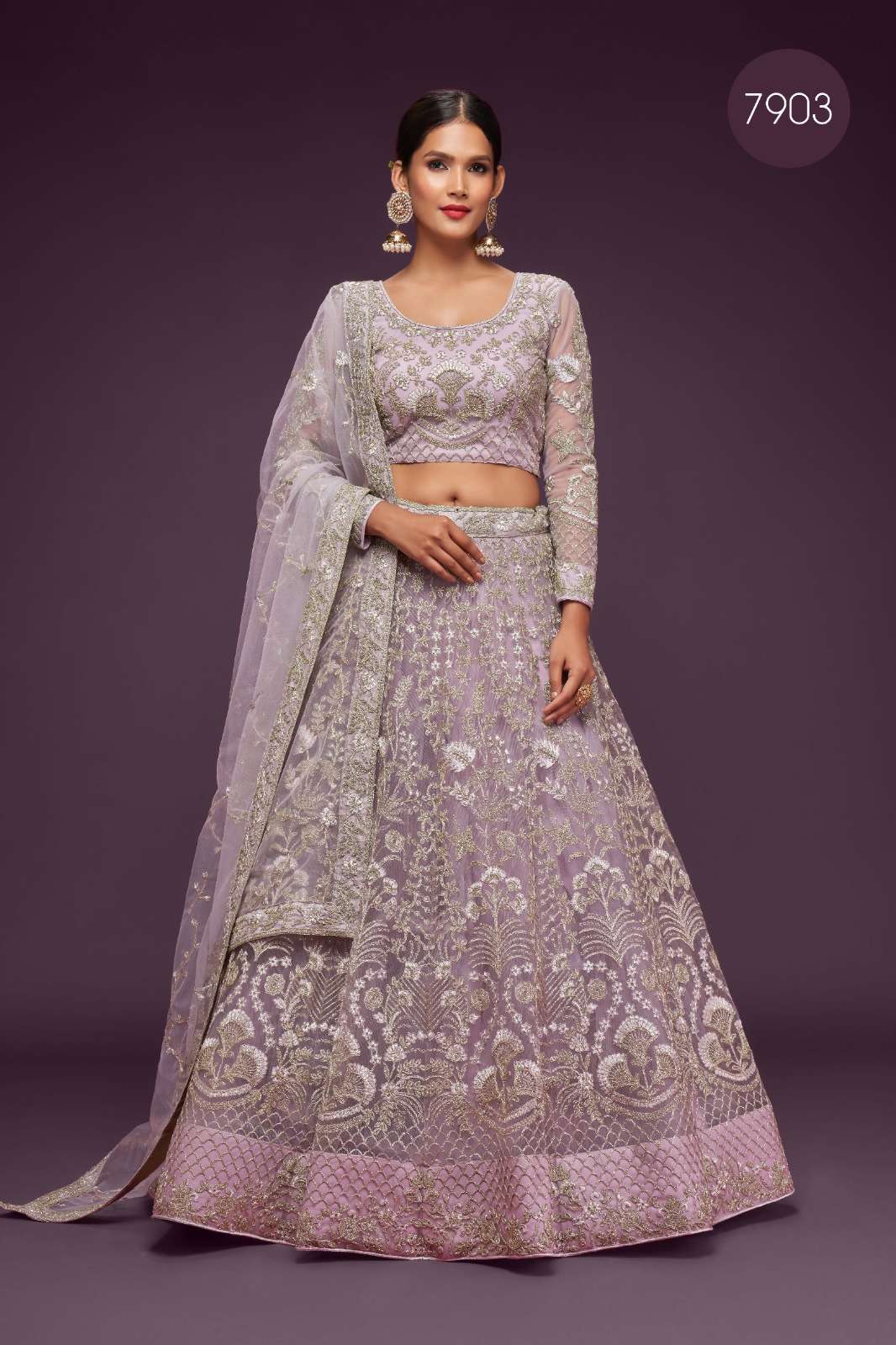 zeel 7903 Net  Zari Embroidery Work lehenga
