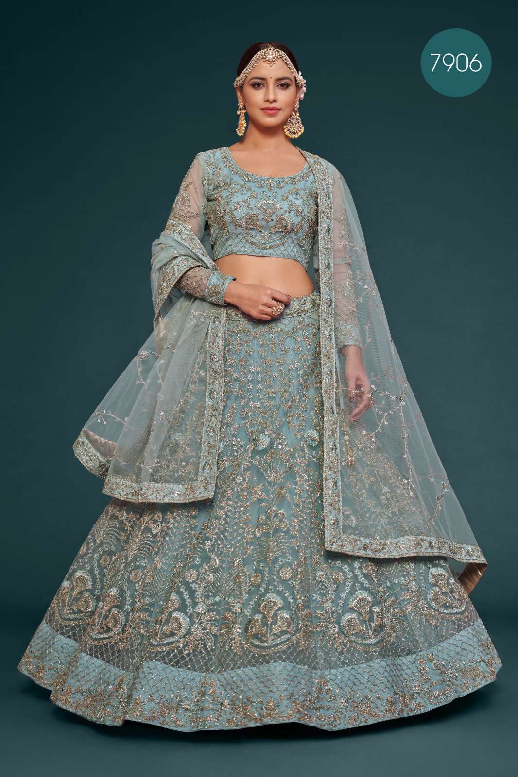 zeel 7906 Net  Zari Embroidery Work lehenga