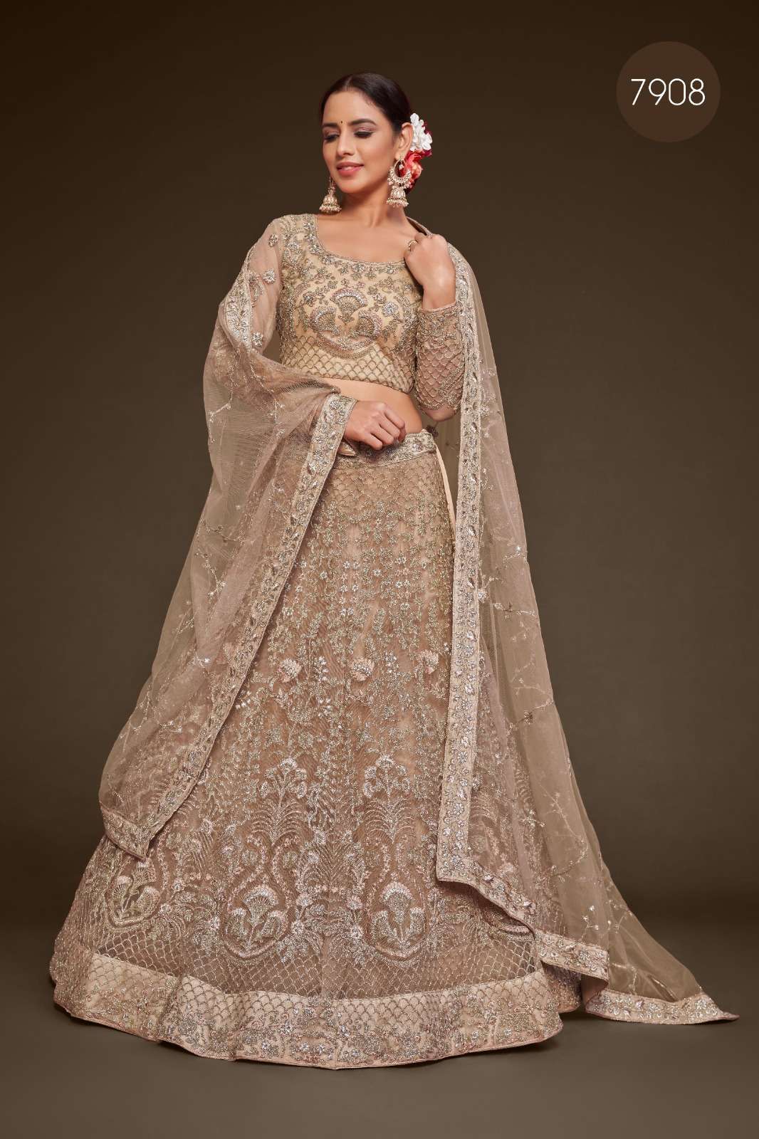 zeel 7908 Net Zari Embroidery Work lehenga