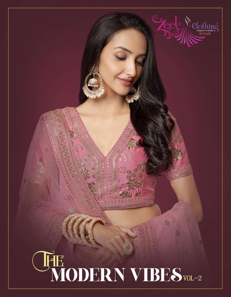 zeel clothing the modern vibes vol 2 series 7811-7816 slub silk lehenga