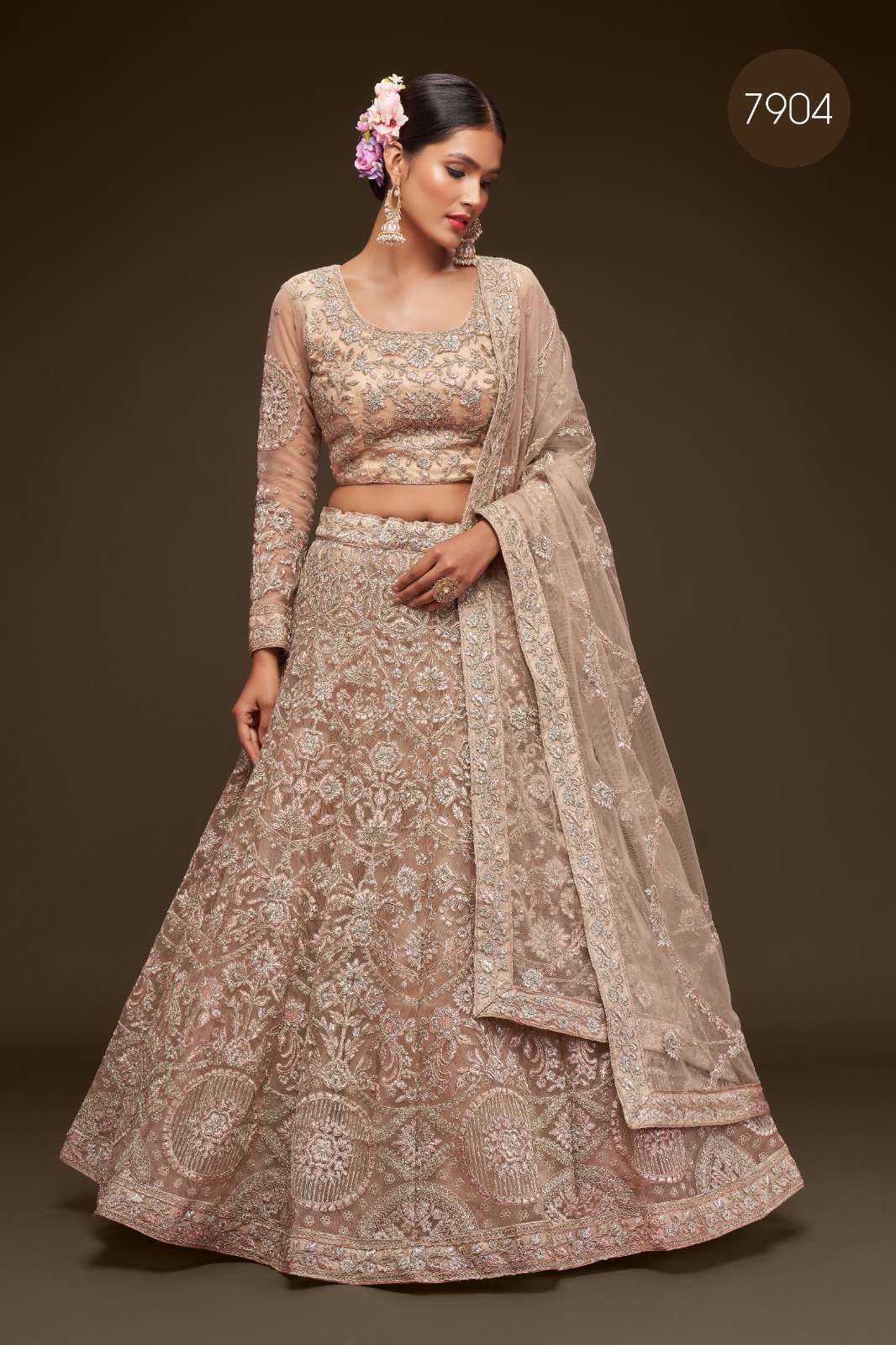 zeel series 7904-7905 Net Glitter Dori & Zari Embroidery Work lehenga