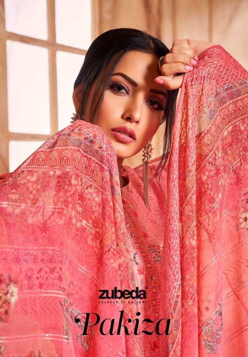 zubeda pakiza series 401-406 georgette digital print suit 