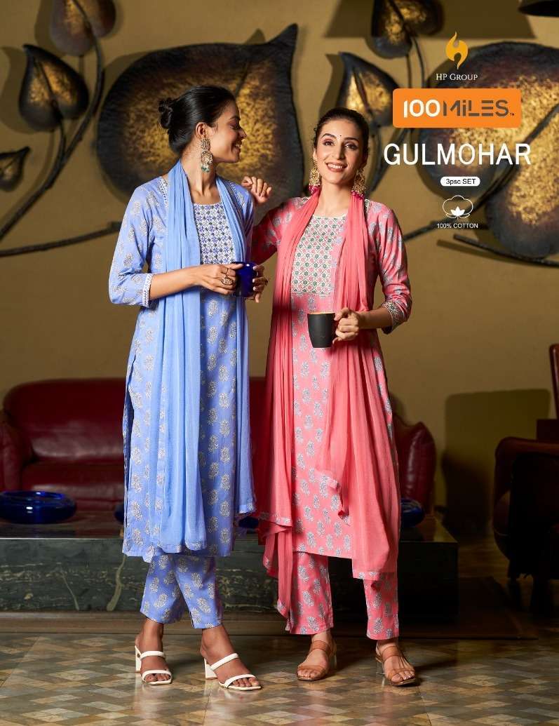 100 miles gulmohar series 01-06 Pure cotton suit