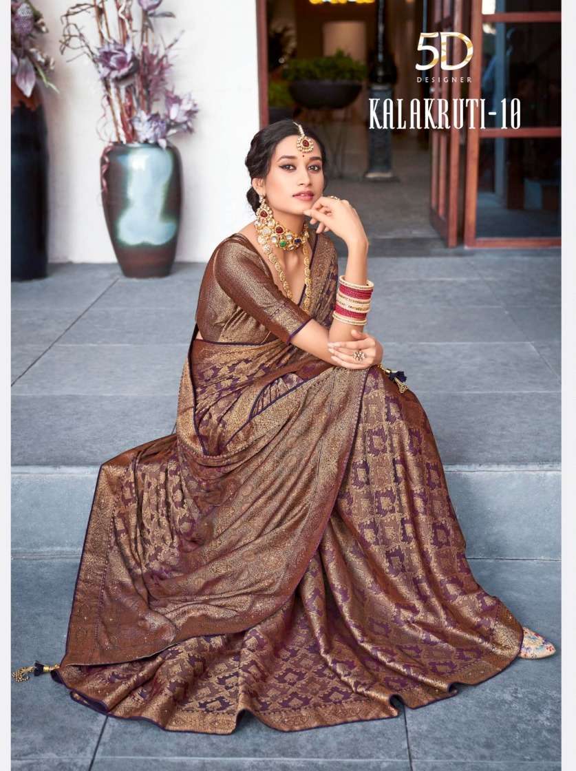 5d designer kalakruti vol 10 series 4093-4096 pure silk saree