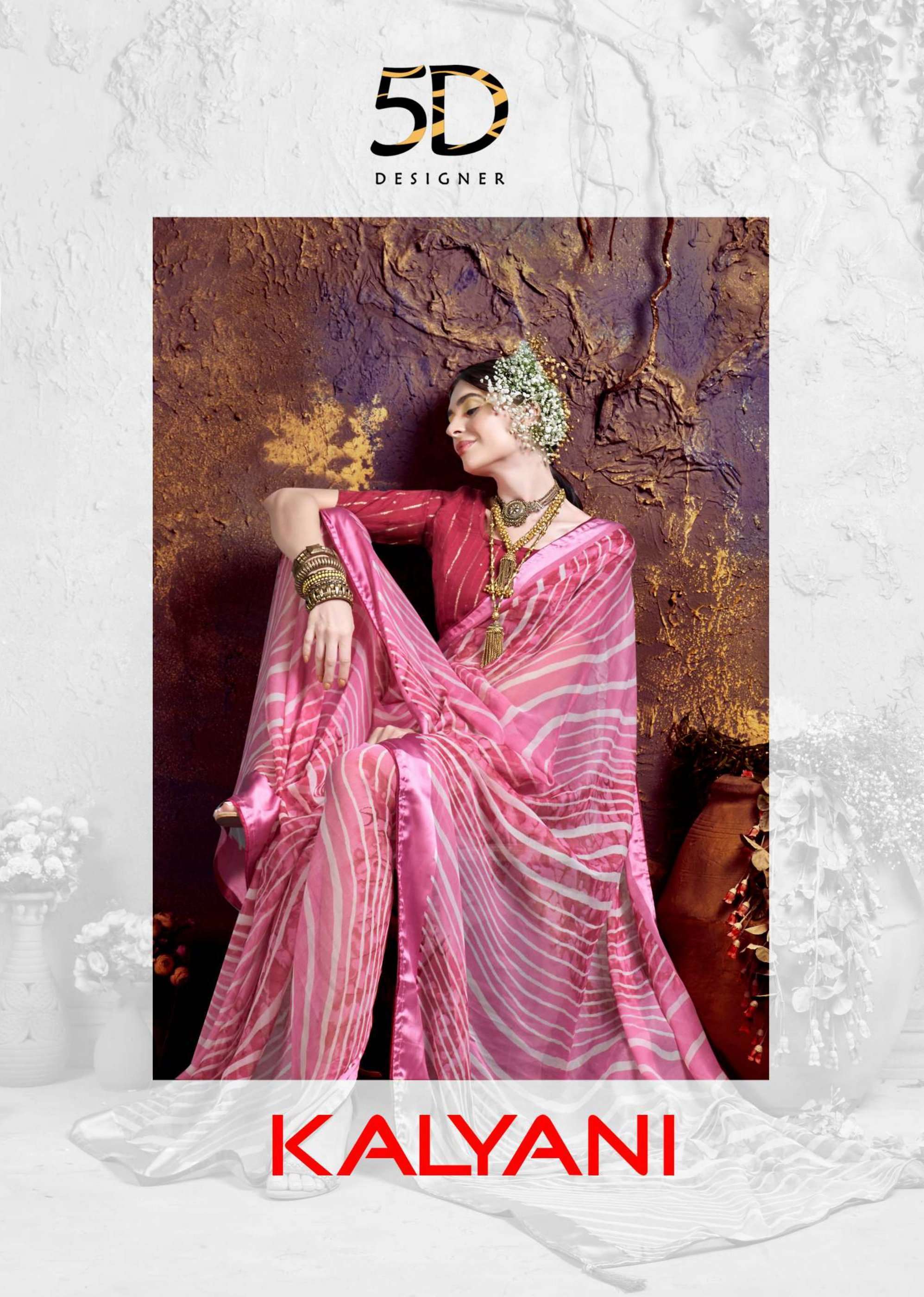 5d designer kalyani series 4509-4516 bright chiffon saree