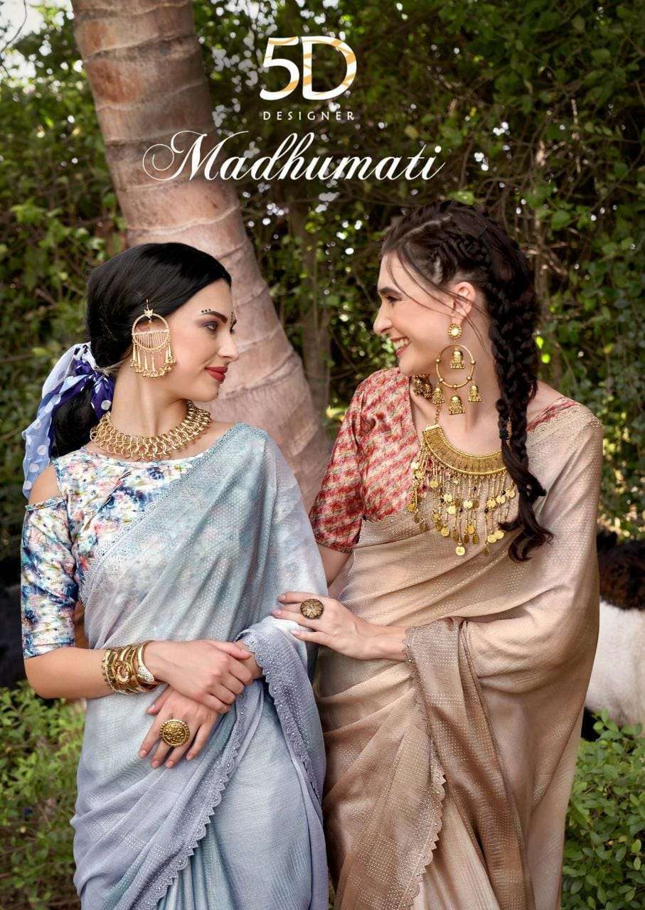 5d designer madhumati series 4383-4390 brasso digital saree