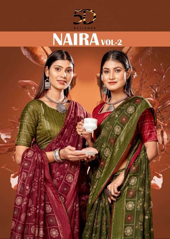 5d designer naira vol 2 series 4401-4408 cotton jari print saree