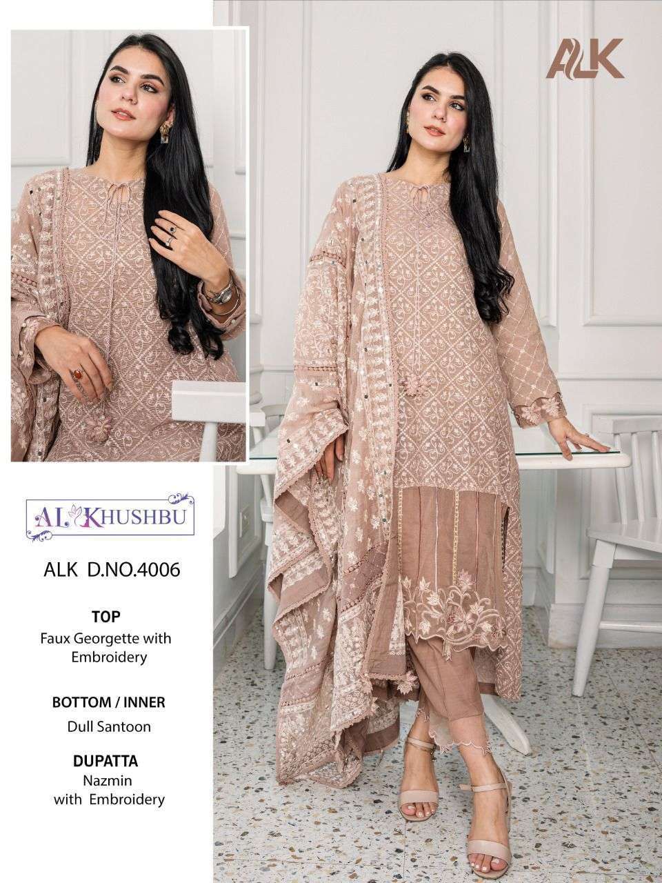 al khushbu 4006 georgette embroidered pakistani suit 