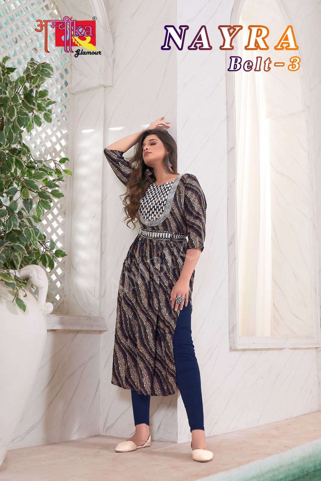 ambika kurtis naira belt vol 3  rayon printed kurti 