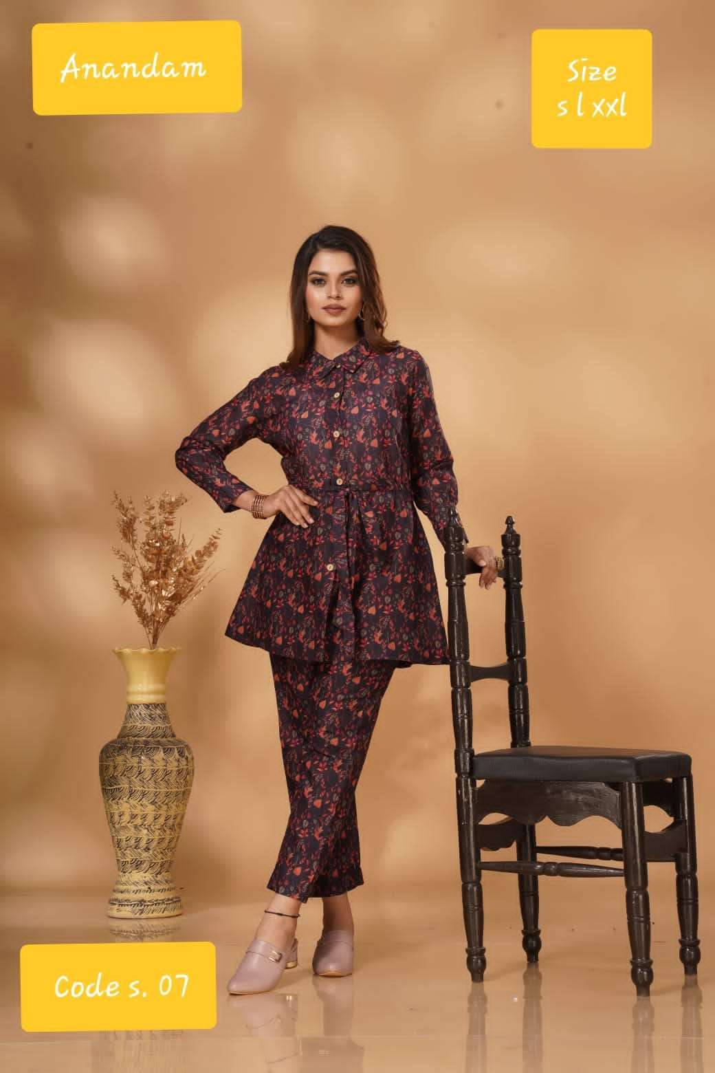 anandam series 01-08 polister cotton co ord set