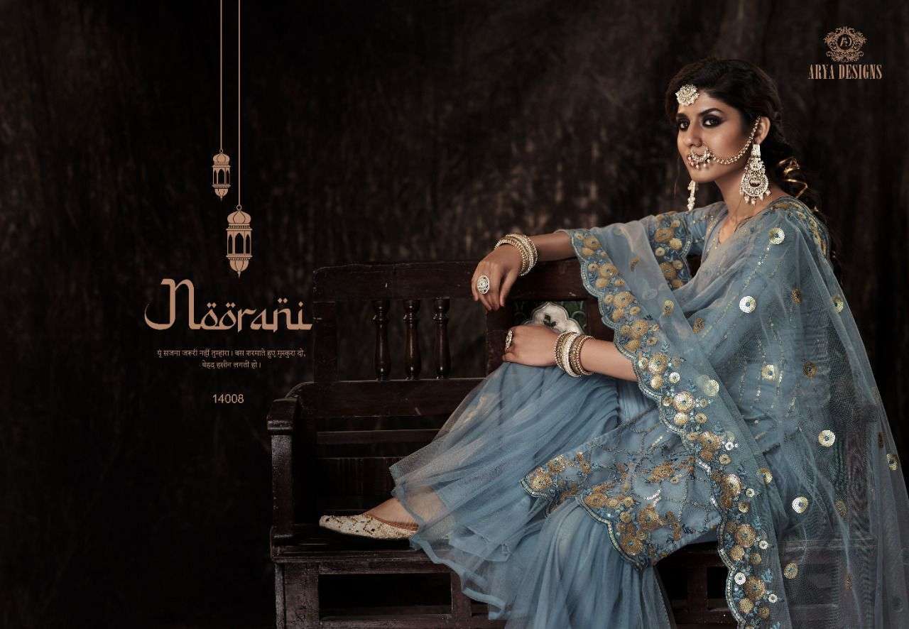 arya designs noorani vol 4 series 14001-14008 soft net suit 