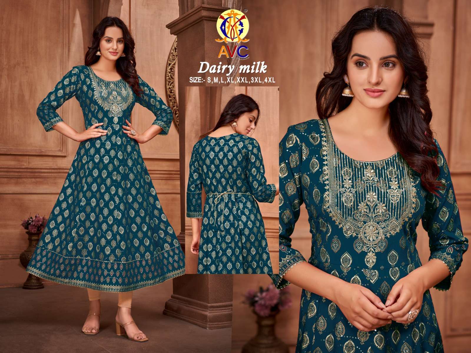 avc creation dairy milk series 1001-1008 Rayon foil kurti