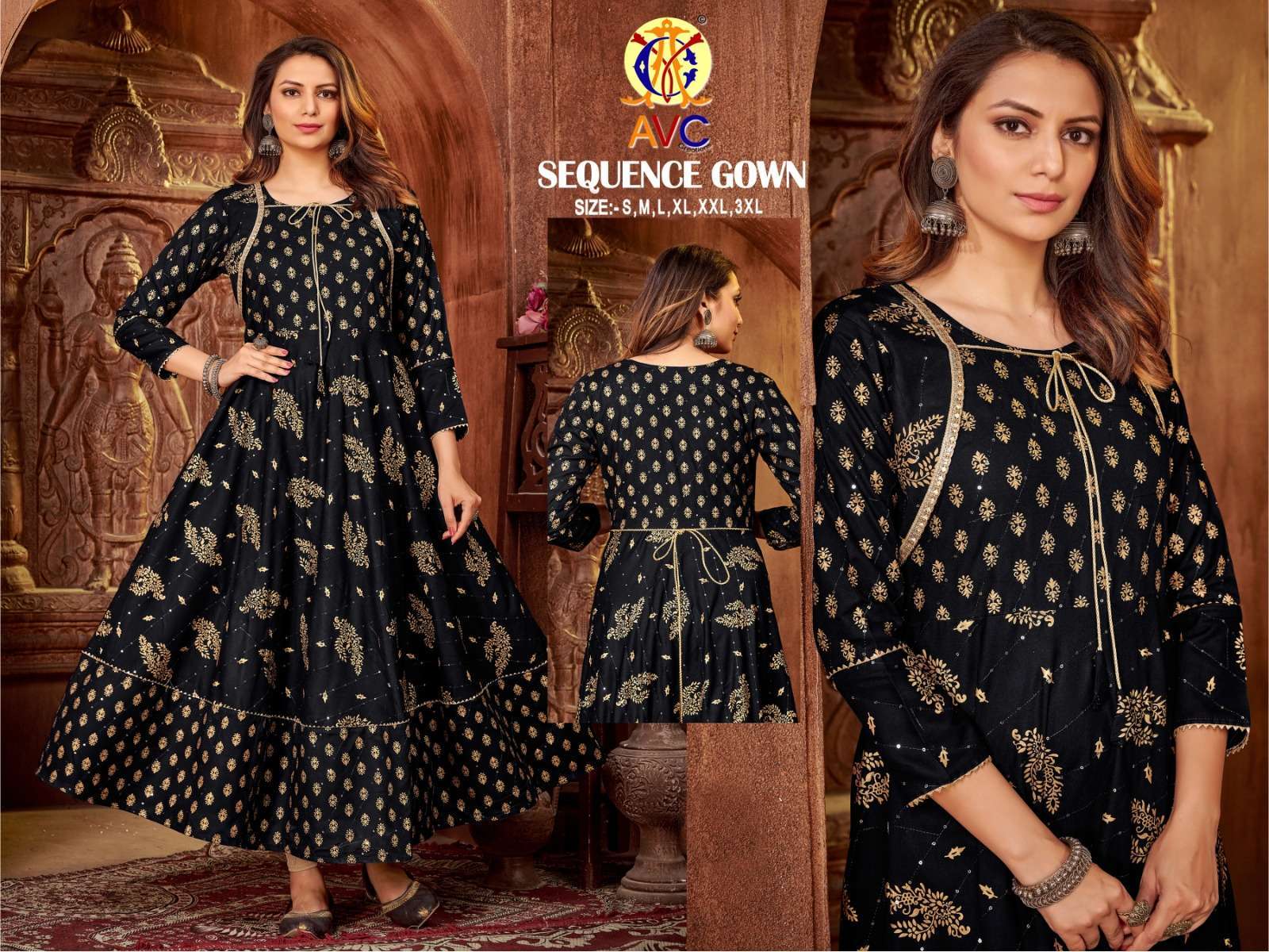 avc creation sequence gown series 1001-1006 Rayon foil Print kurti