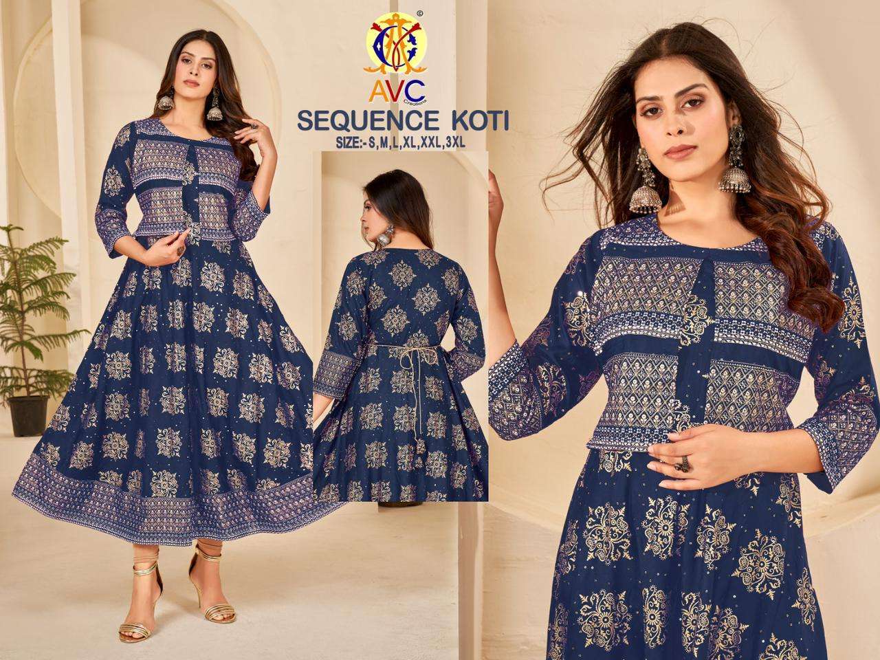 avc creation sequence koti series 1001-1006 Rayon foil. Print kurti