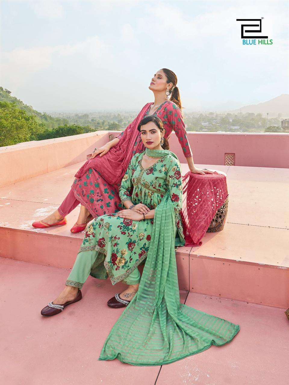 blue hills bollywood tikka series 1001-1008 Rayon foil print suit