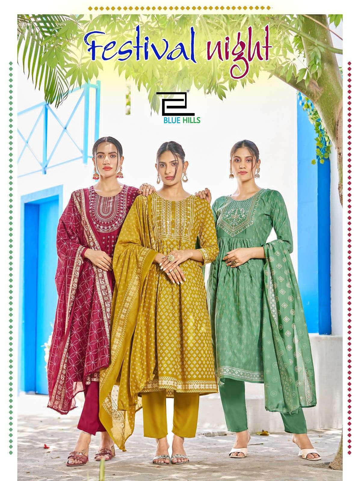 blue hills festival night series 1001-1008 14 kg rayon suit 