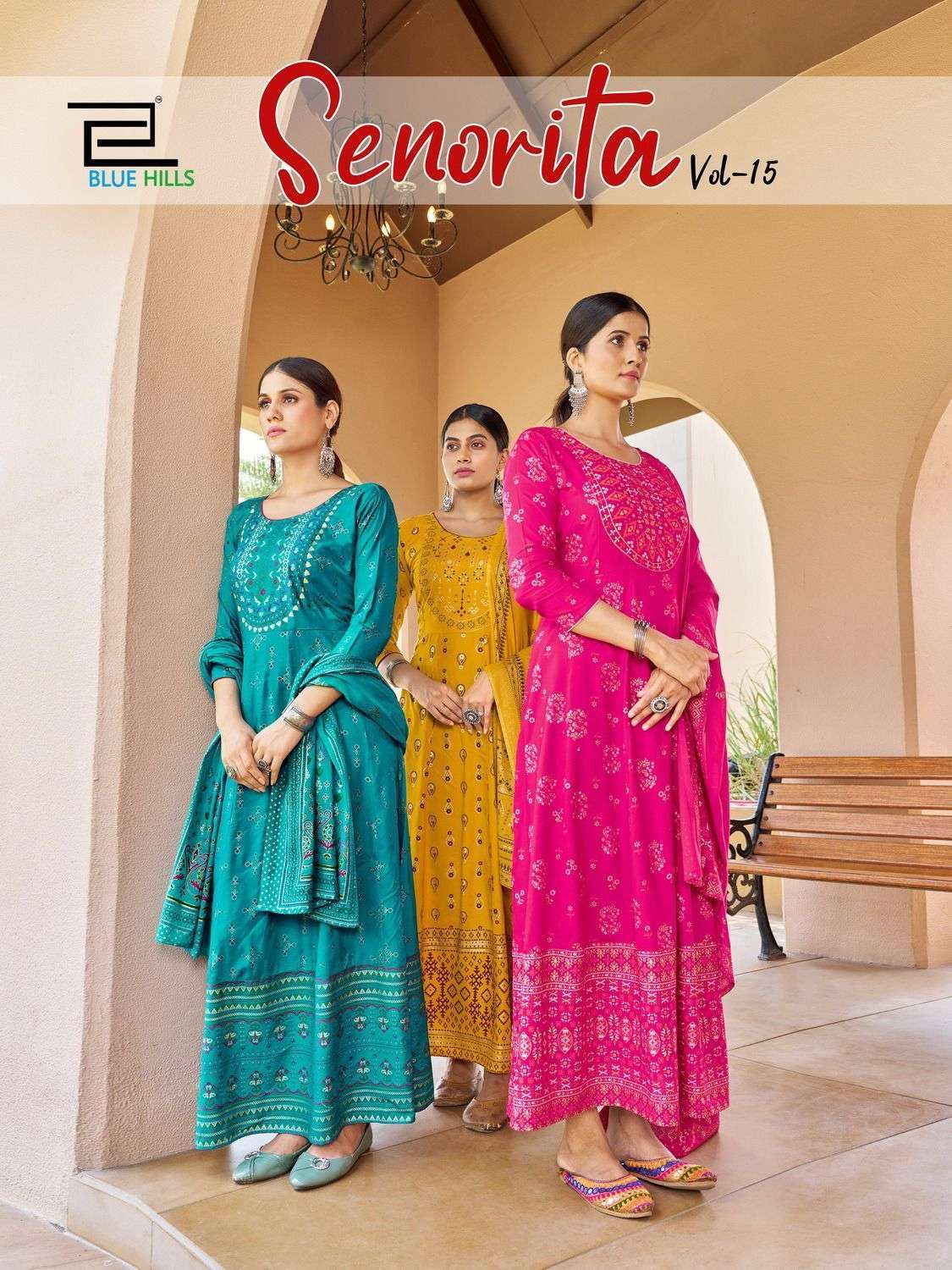 Blue hills senorita vol 15 series 101-108 rayon gown with dupatta