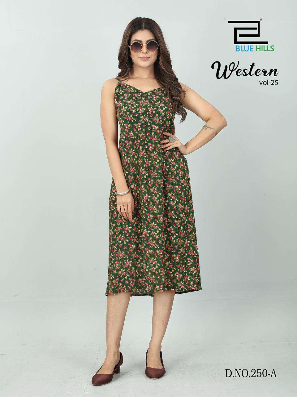 blue hills western vol 25 rayon print 14 kg kurti