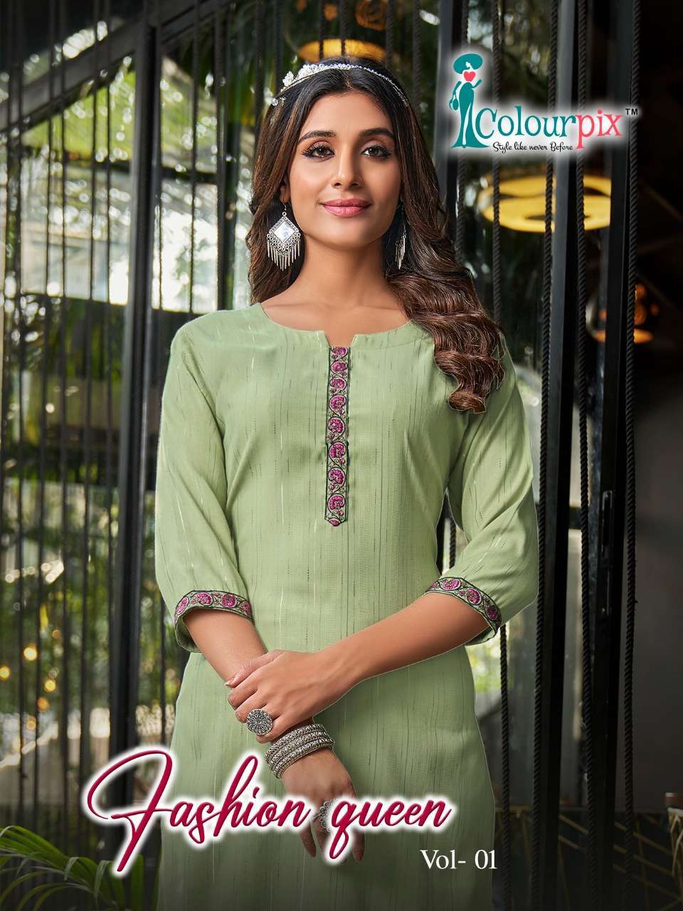colourpix fashion queen vol 1 series 1001-1006 Heavy  Fancy doby  Reyon kurti