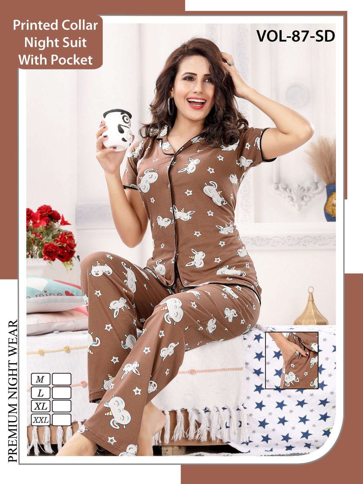 fashion talk cns vol 87 Heavy Printed Shinker Hosiery Cotton night suits