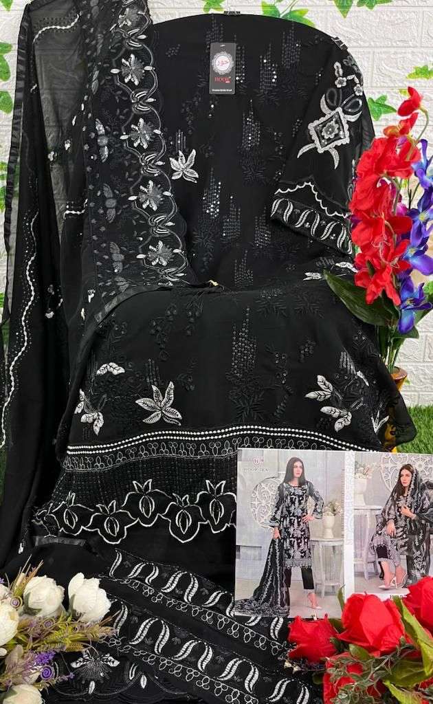 hoor tex H-64 black designer heavy georgette suit