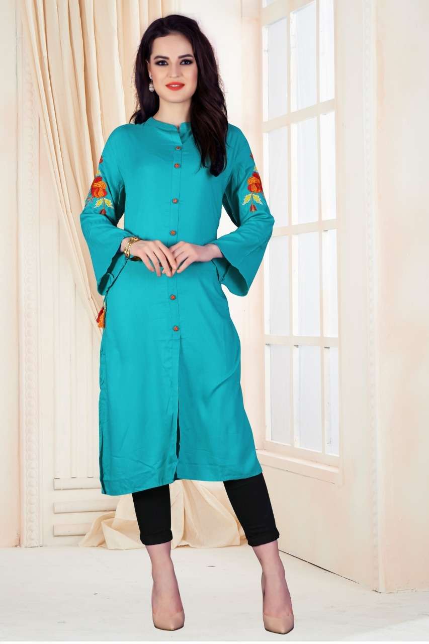 k4u sun shine designer 14 kg rayon print kurti 