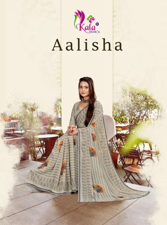 kala silk aalisha series 1001-1008 White cat fabrics saree