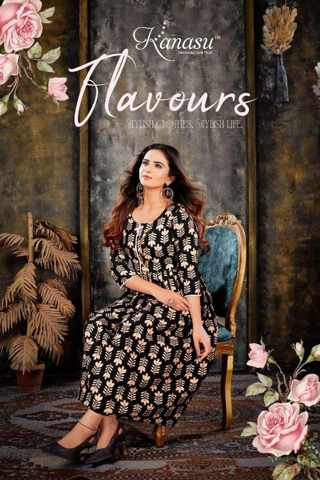 kanasu flavours series 1001-1008 heavy d-capsule rayon kurti