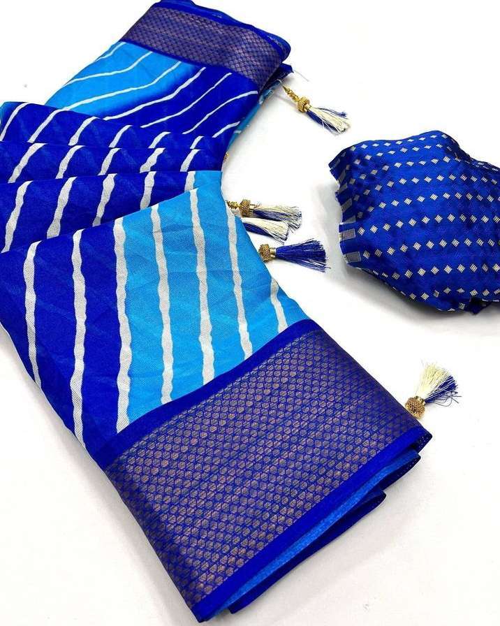 kashvi creation lehariya copper patta saree