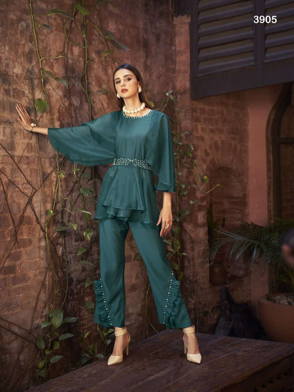 latest fashion designer pure viscose organza co ord sets 