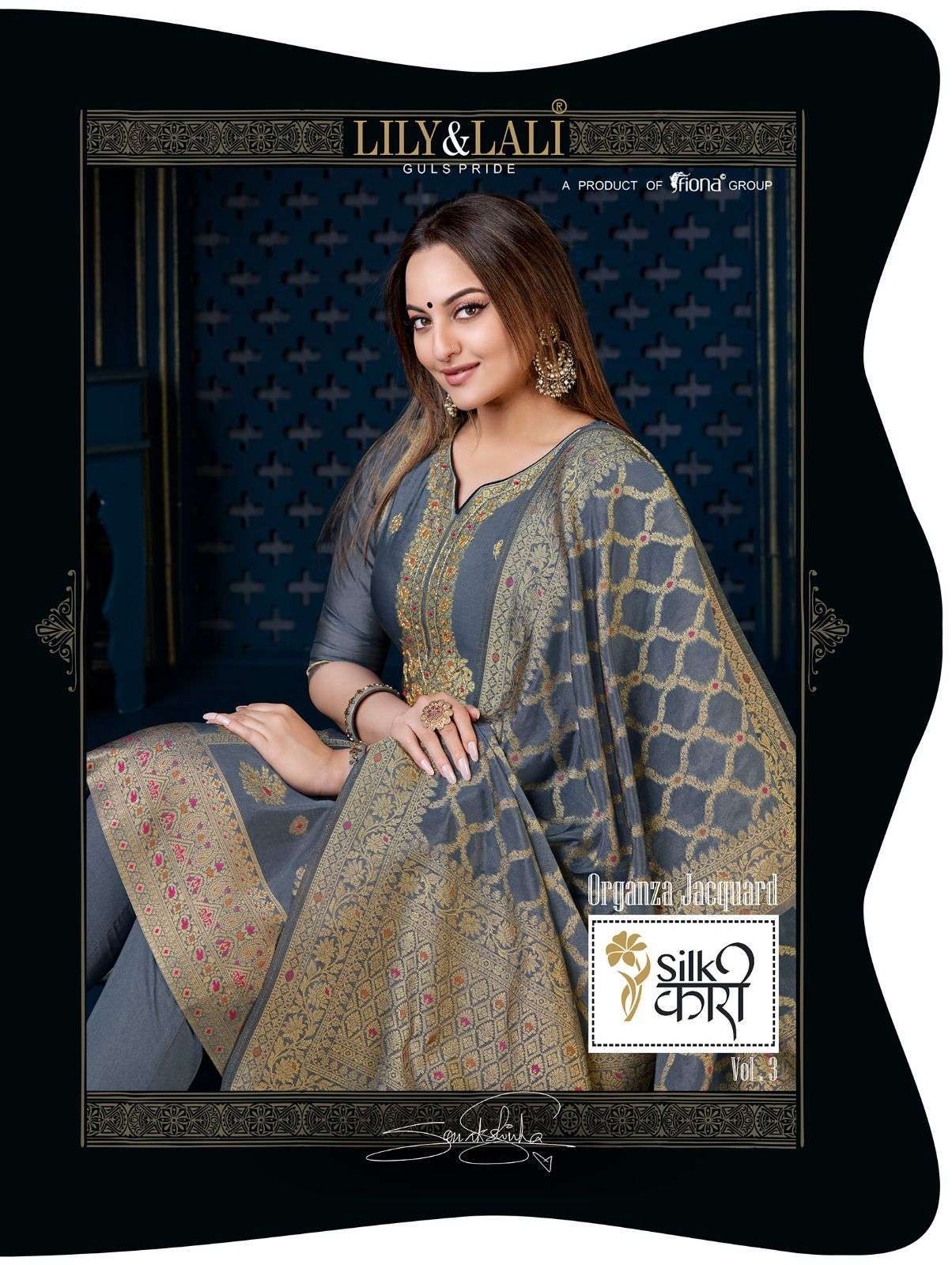lily & lali silk kari vol 3 series 12401-12408 Pure Organza Jacquard suit