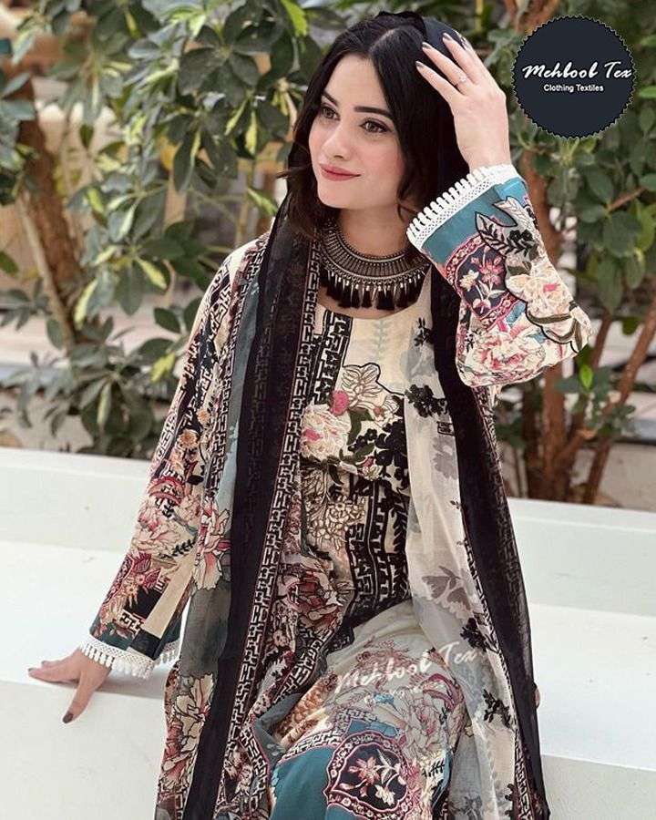 Mehboob tex queen court designer pure cotton suit 