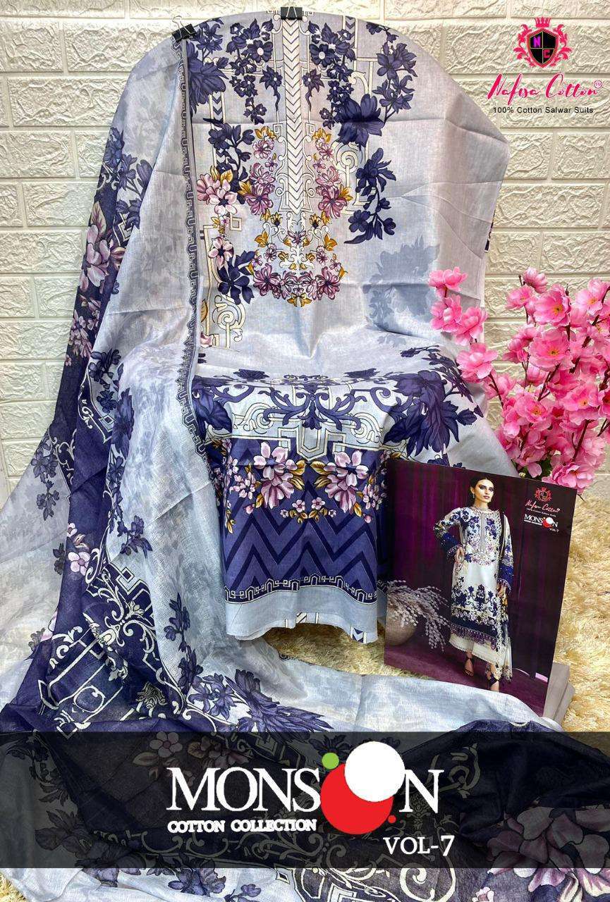 nafisa cotton monsoon cotton collection vol 7 series 7001-7006 pure cotton suit 