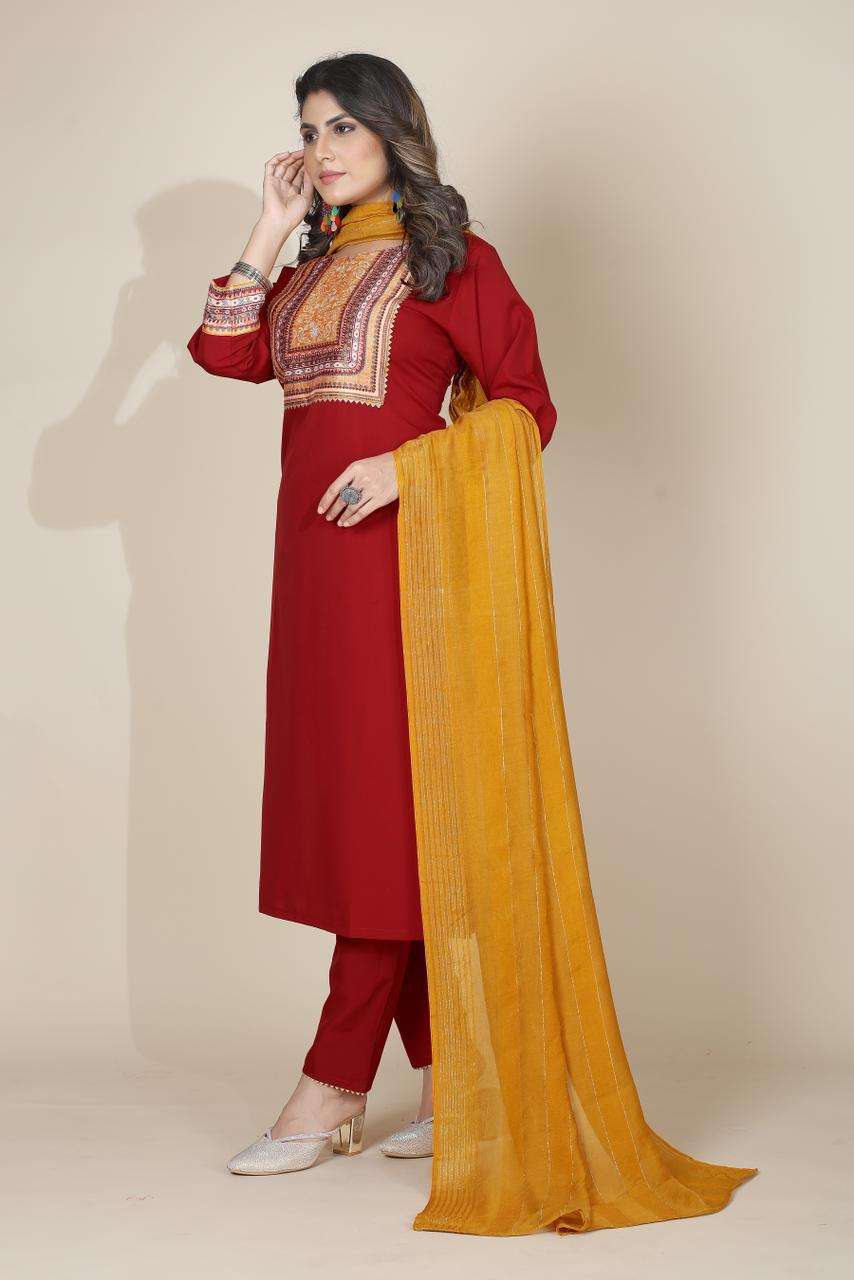 pr 201-204 crape Women Top Bottom With Dupatta 