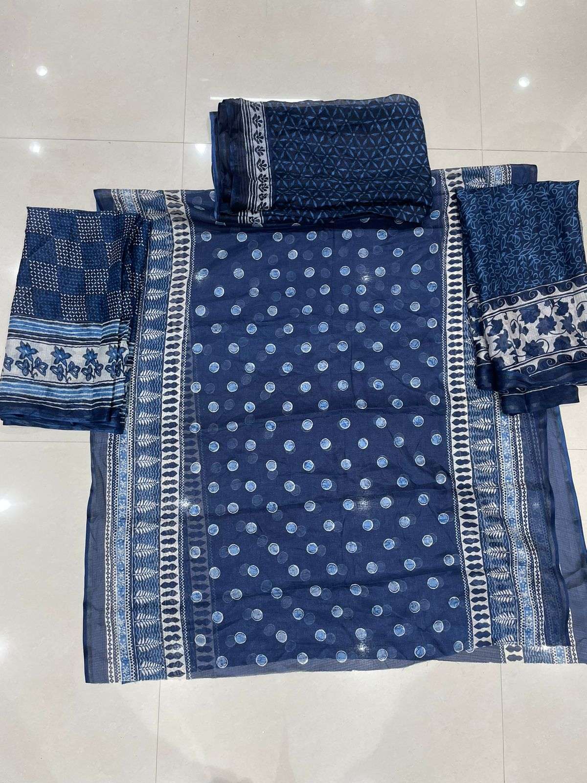 Pr indigo print fancy kota chex dupattas