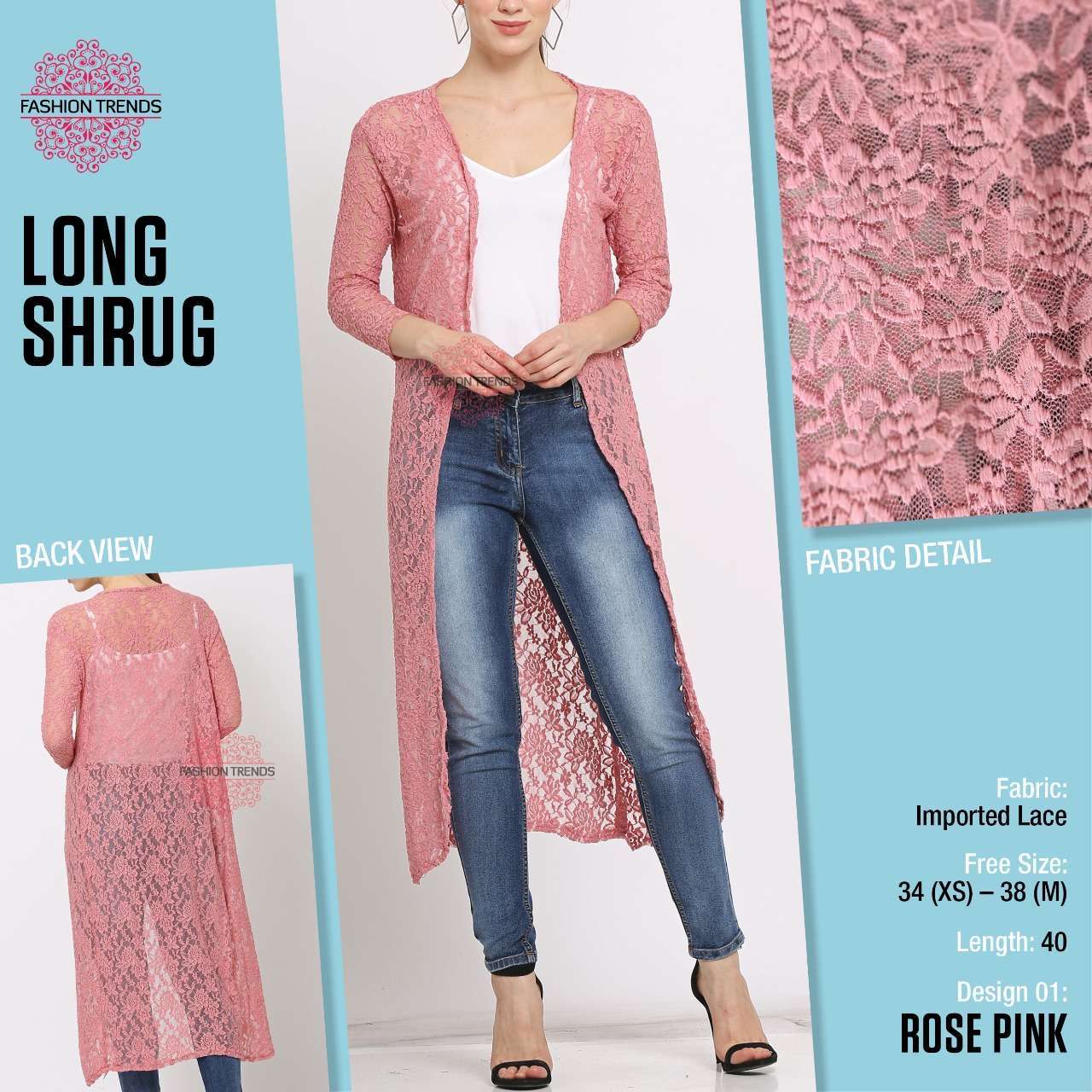 Pr lace shrug fancy western style casual stitch shrug