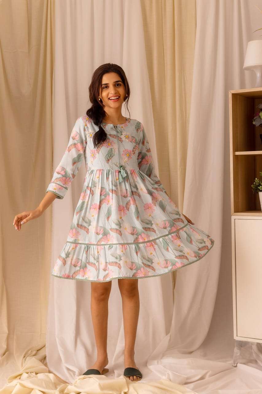 psyna 4022 fancy linen print short tops combo set